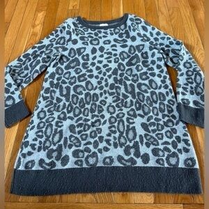 Isabel Maternity Gray Animal Print Long Sleeves Tunic Sweater Dress Size Medium